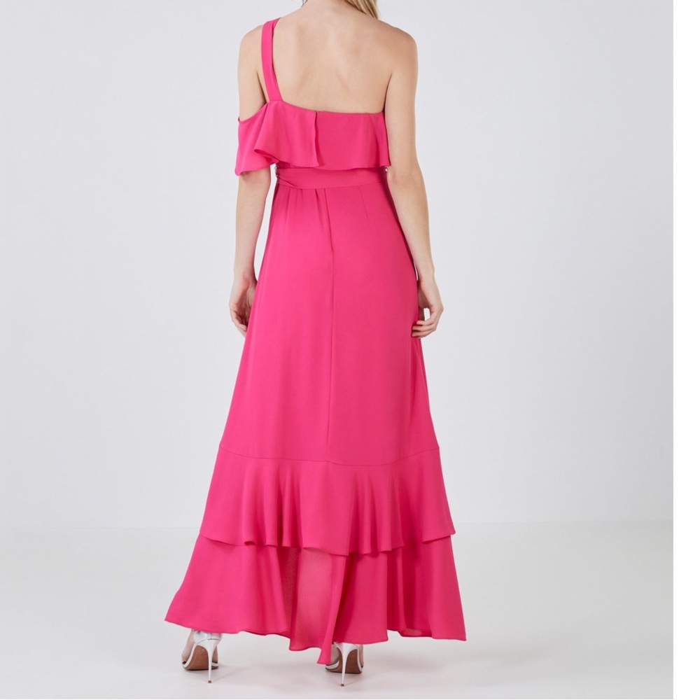 BCBGMaxAzria Pink Ruffle Wedding Dress - Picture 2 of 10
